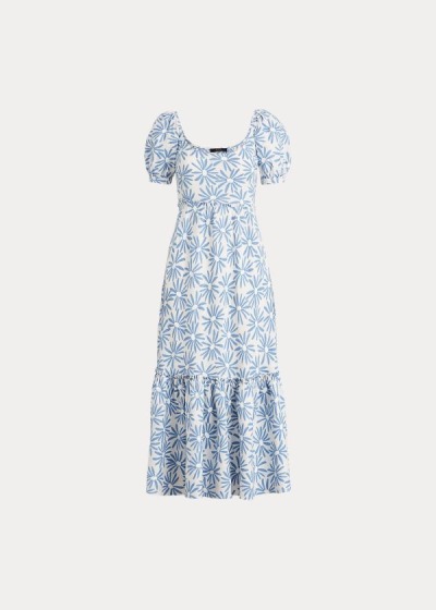 Vestidos Polo Ralph Lauren Mujer Azules - Floral Linen - MXUPA1023